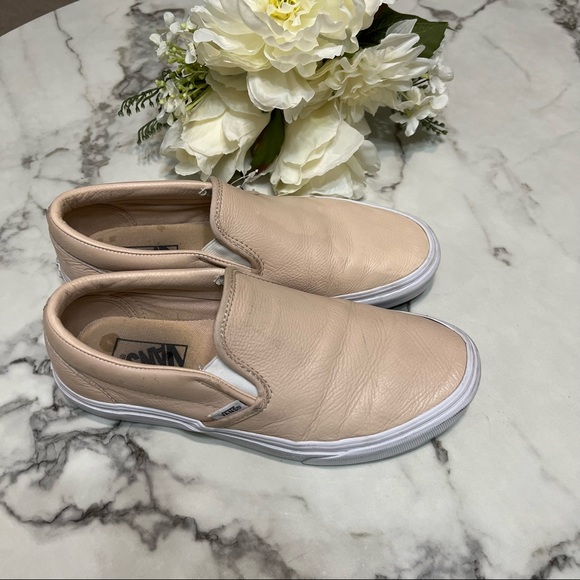 Vans Pink Leather Slip Ons - Picture 3 of 8
